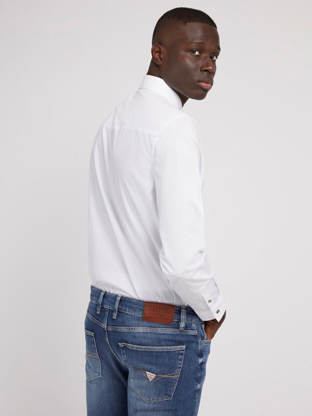 Guess hvit skjorte foran med lommer hvit menn F0LJ80158
