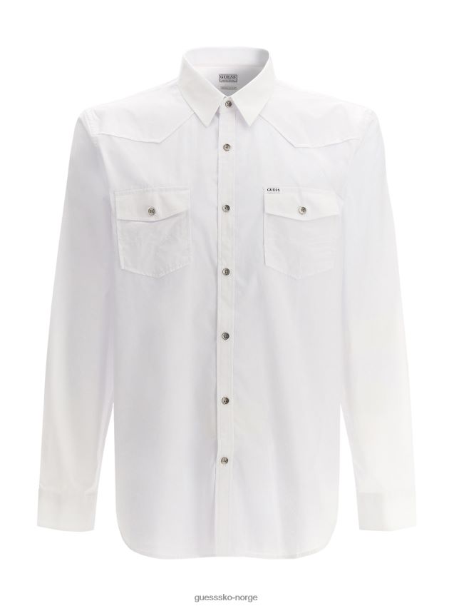 Guess hvit skjorte foran med lommer hvit menn F0LJ80158