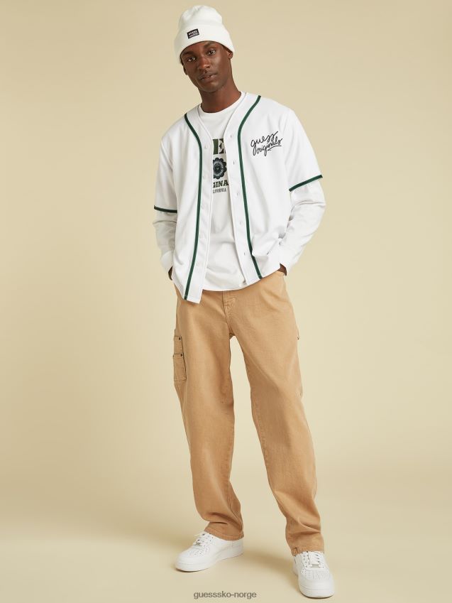 Guess hvit skjorte med logo foran hvit menn F0LJ801096