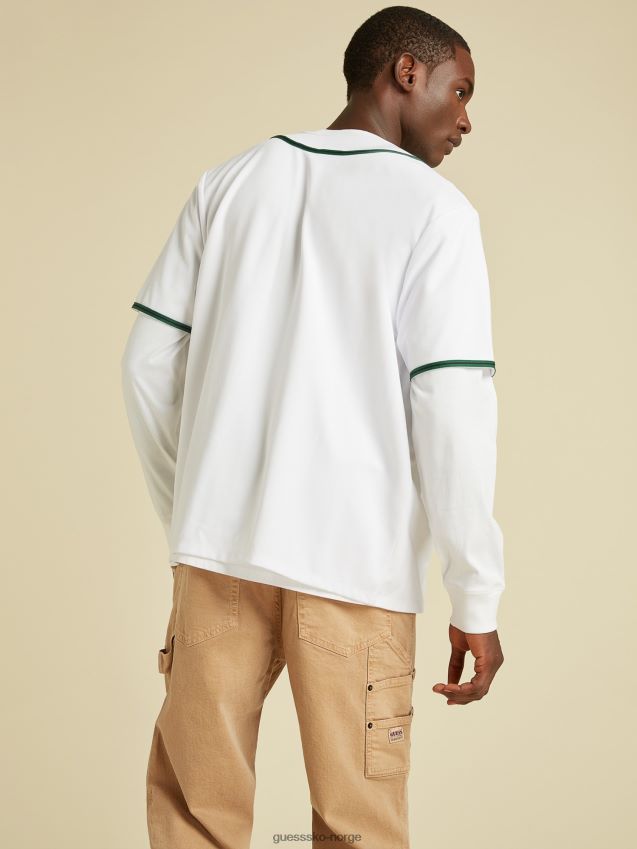 Guess hvit skjorte med logo foran hvit menn F0LJ801096