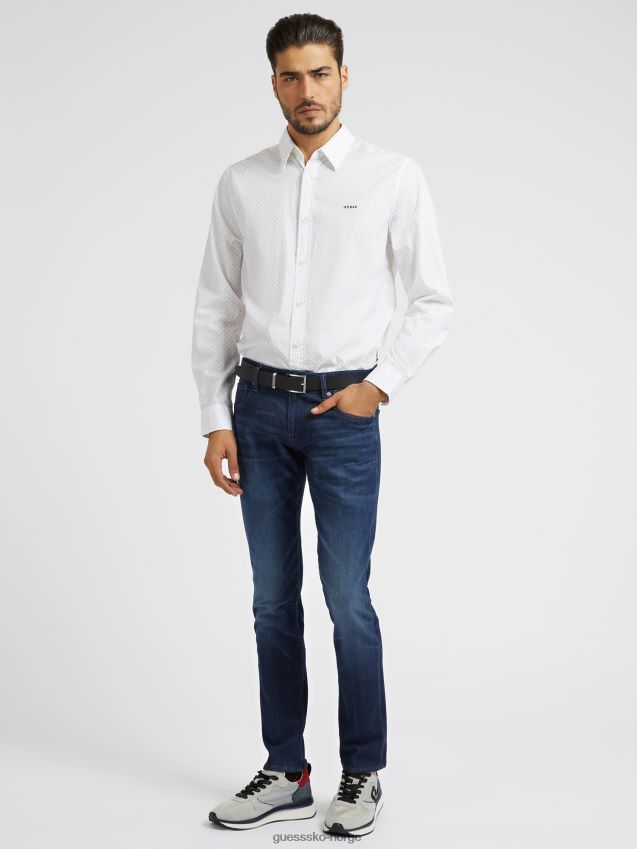 Guess hvit skjorte med mikropiler hvit menn F0LJ80840