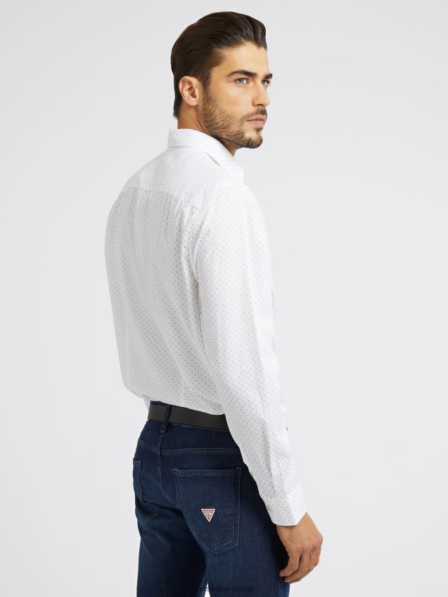 Guess hvit skjorte med mikropiler hvit menn F0LJ80840