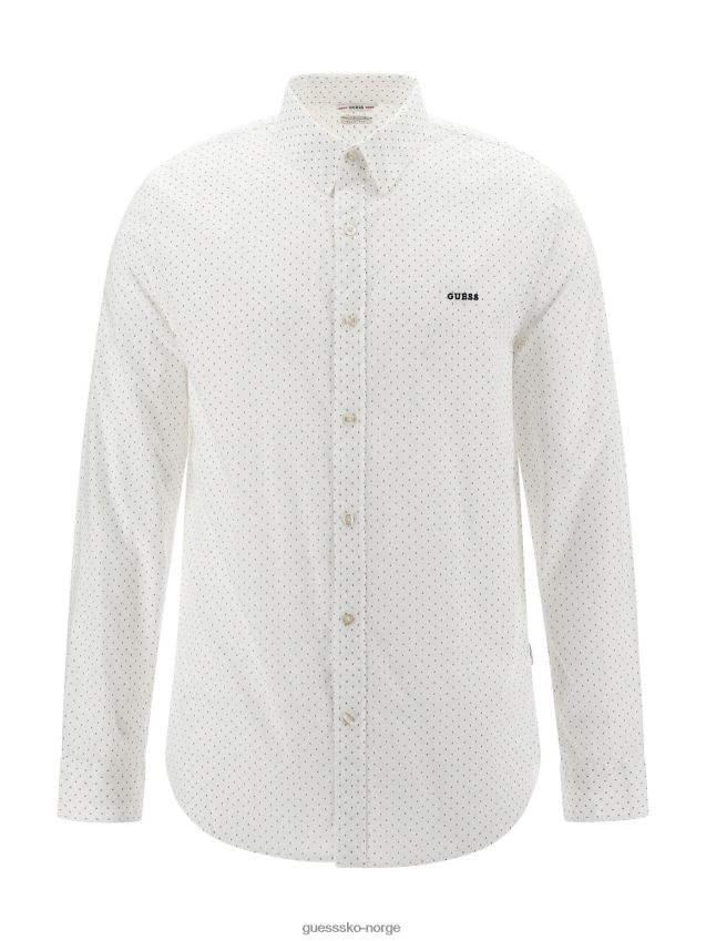 Guess hvit skjorte med mikropiler hvit menn F0LJ80840