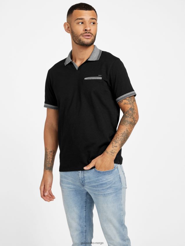Guess jet black denver johnny pocket polo kulsvart menn F0LJ808217
