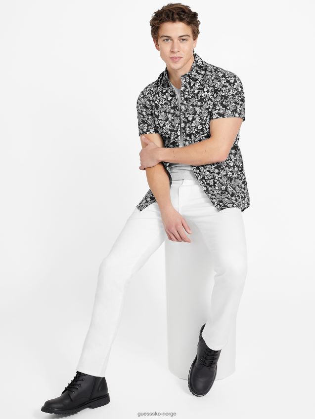 Guess jet black jora floral skjorte kulsvart menn F0LJ808350