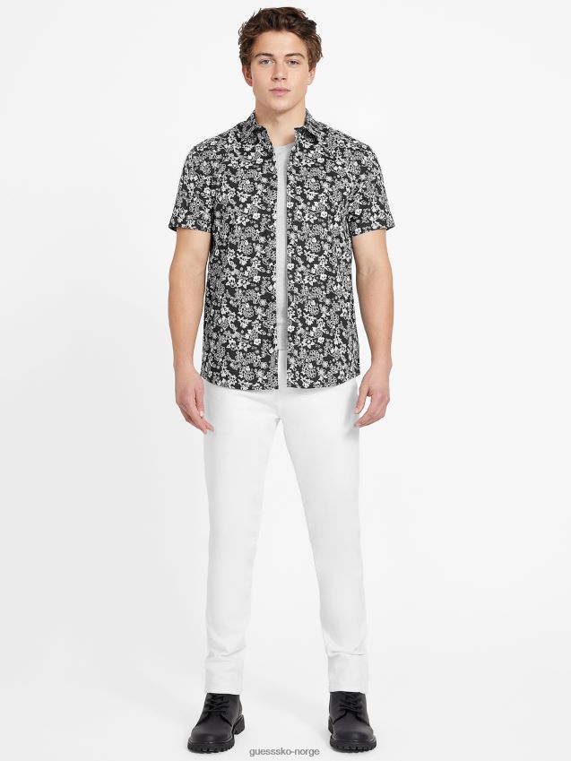 Guess jet black jora floral skjorte kulsvart menn F0LJ808350