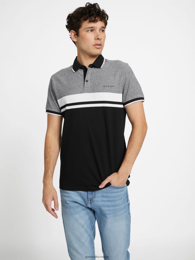 Guess jet black multi eco kai color-block polo jet black multi menn F0LJ808266