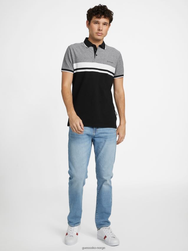 Guess jet black multi eco kai color-block polo jet black multi menn F0LJ808266