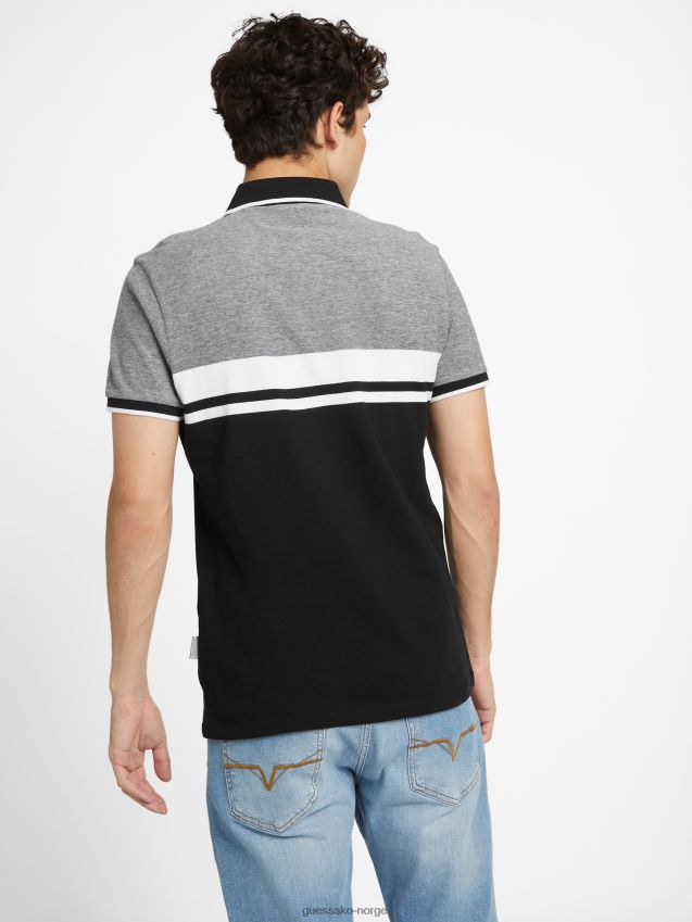 Guess jet black multi eco kai color-block polo jet black multi menn F0LJ808266