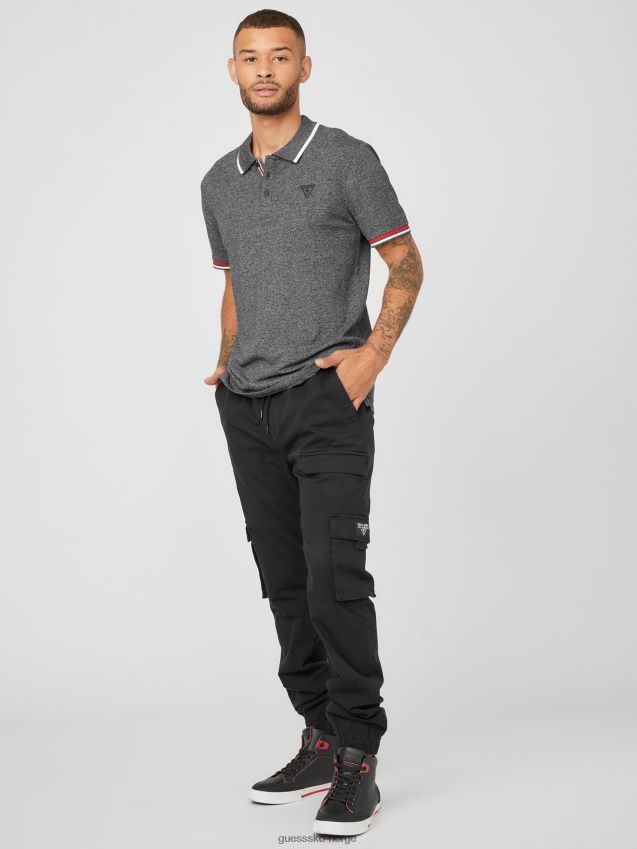 Guess jet black multi richie polo jet black multi menn F0LJ808438