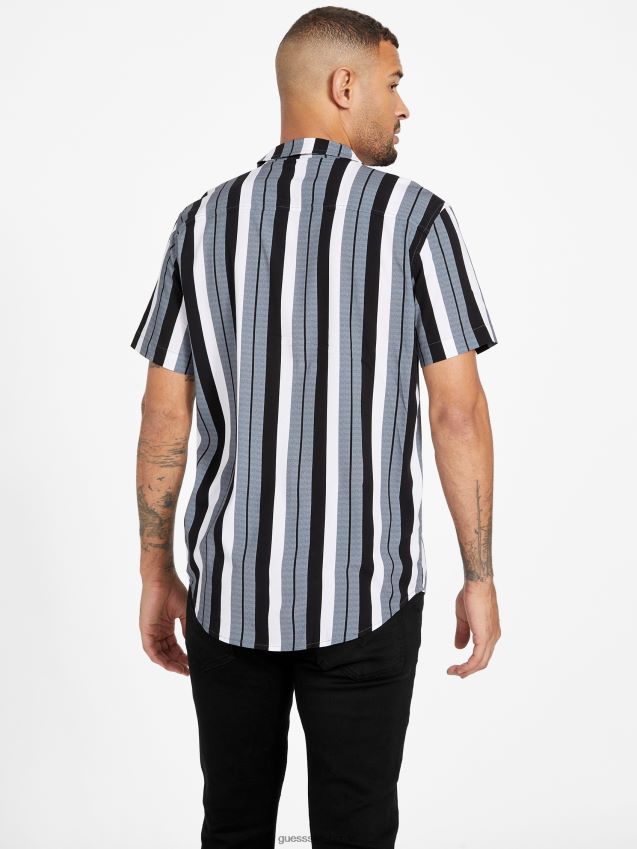 Guess jet black naria stripe skjorte kulsvart menn F0LJ808226