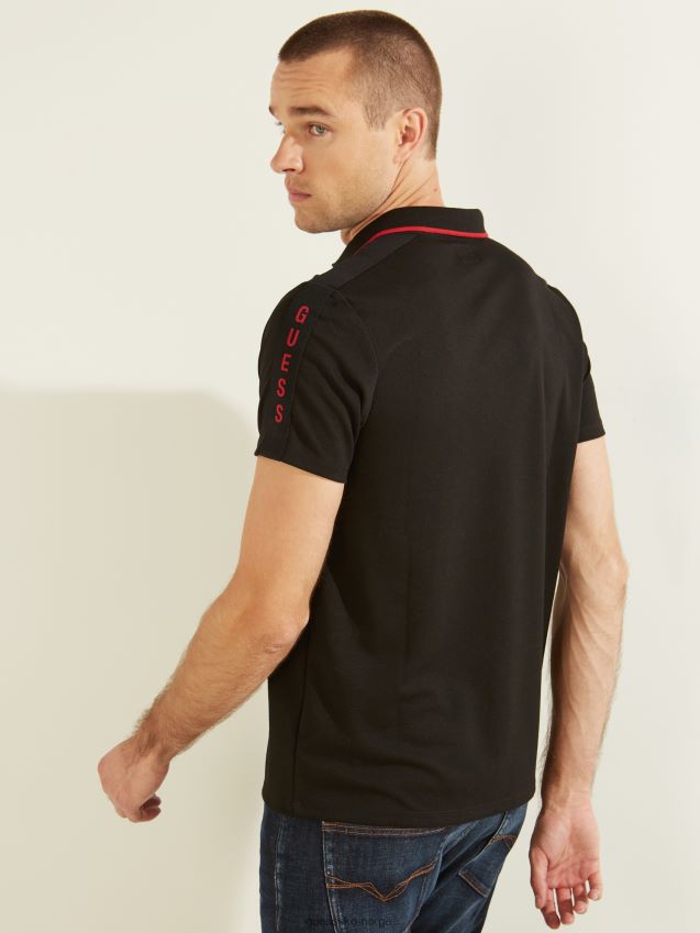 Guess jet black pique logo tape polo kulsvart menn F0LJ8010720