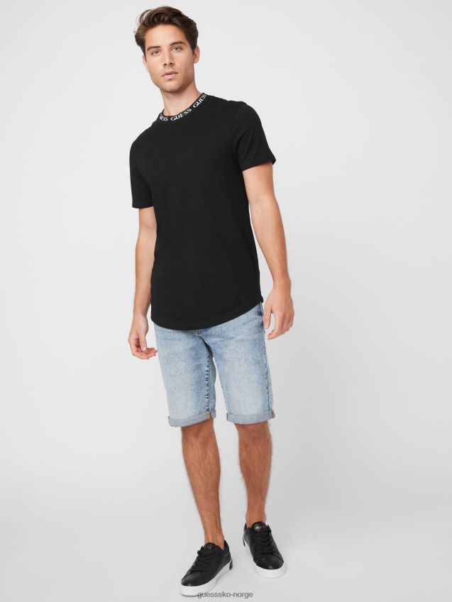 Guess jet black ronnie logo crewneck kulsvart menn F0LJ808079