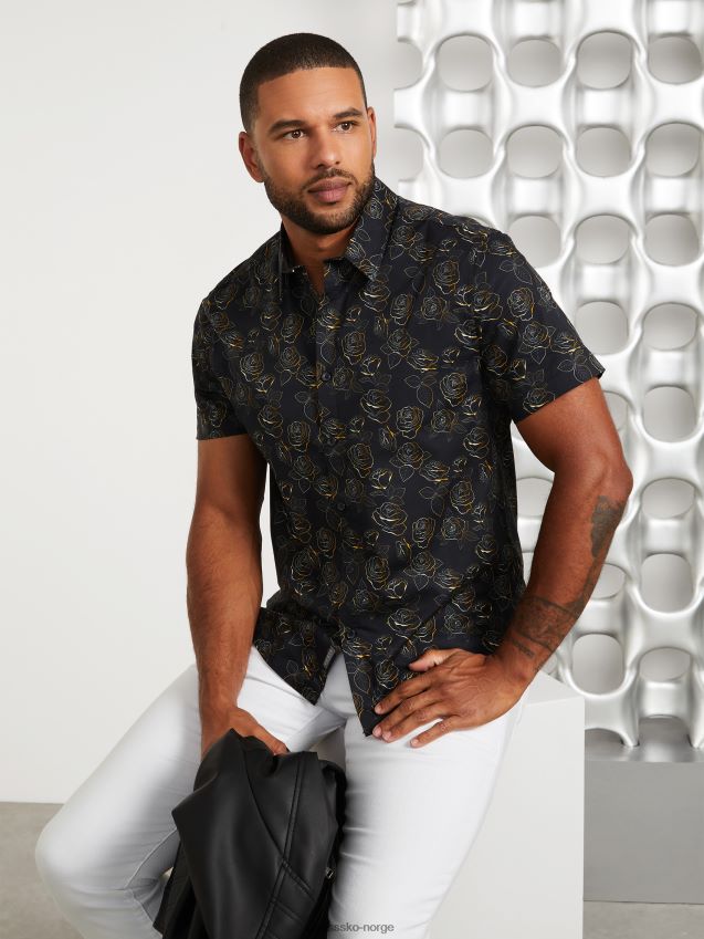 Guess jet black samwell folie skjorte kulsvart menn F0LJ808578