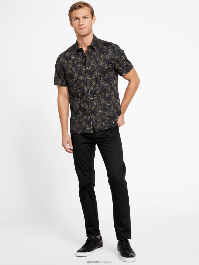 Guess jet black samwell folie skjorte kulsvart menn F0LJ808578