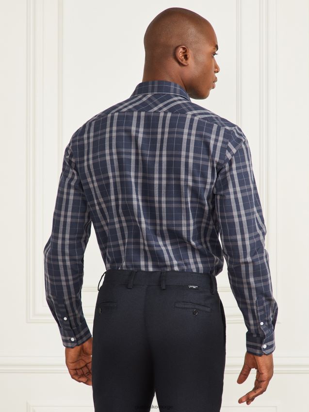 Guess joe hakk mansjettskjorte blå og grå rutete blå og grå rute menn F0LJ8010551