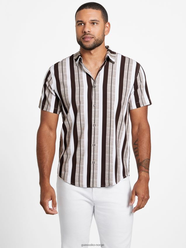 Guess kastanjepai naria stripe skjorte kastanjepai menn F0LJ808548