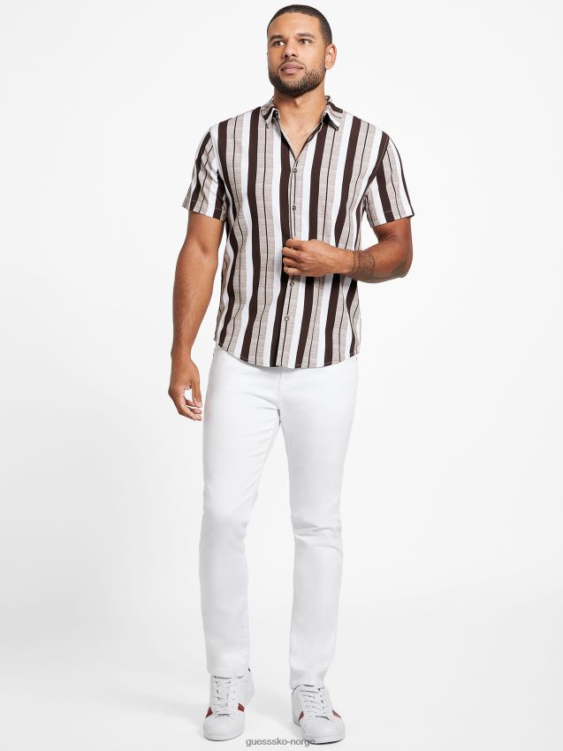 Guess kastanjepai naria stripe skjorte kastanjepai menn F0LJ808548