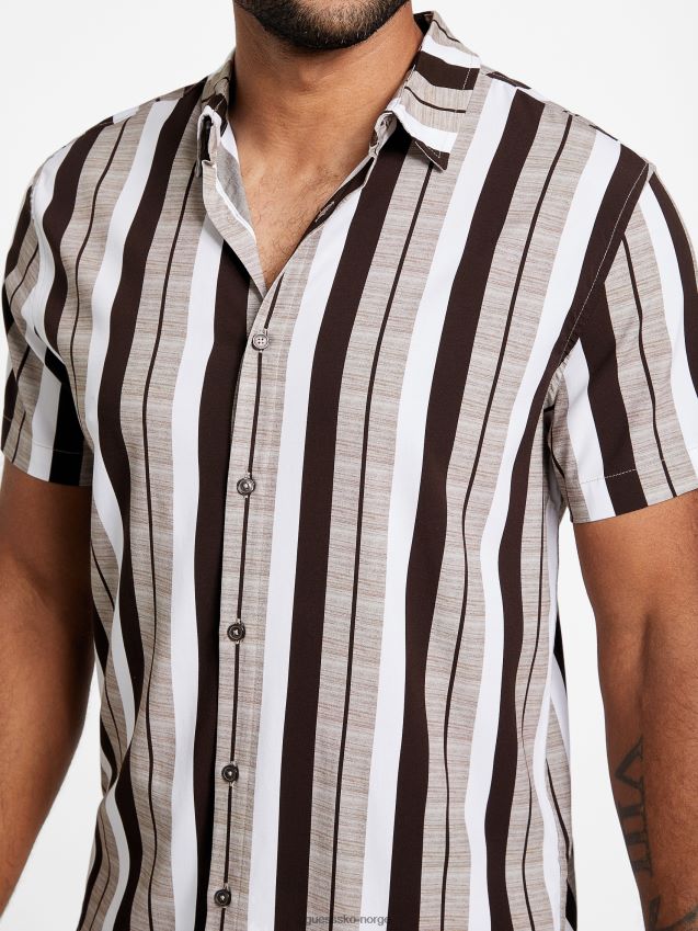 Guess kastanjepai naria stripe skjorte kastanjepai menn F0LJ808548