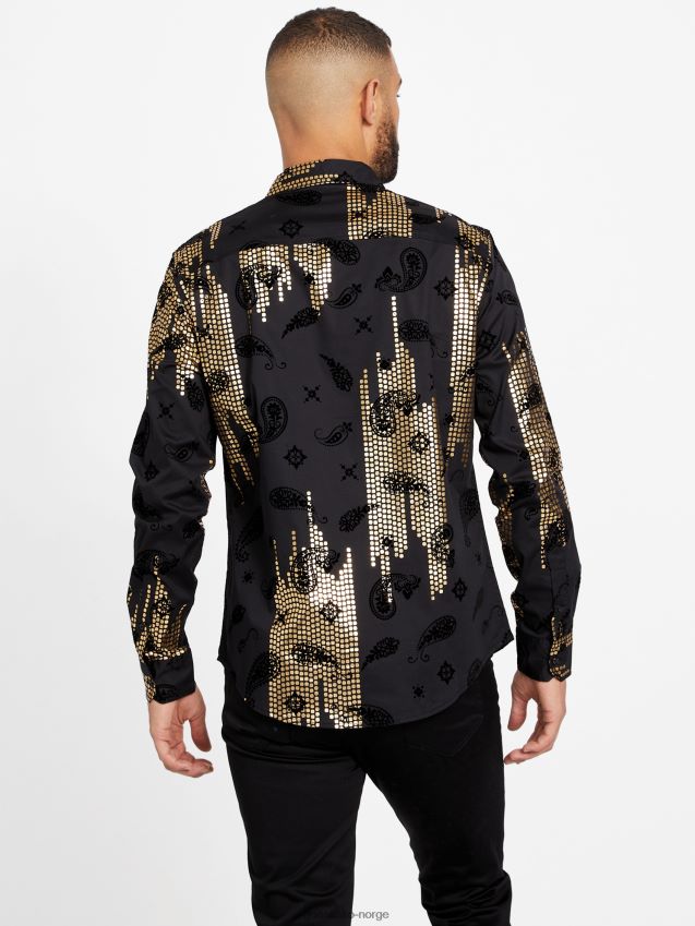 Guess khal folieskjorte kulsort kulsvart menn F0LJ807900