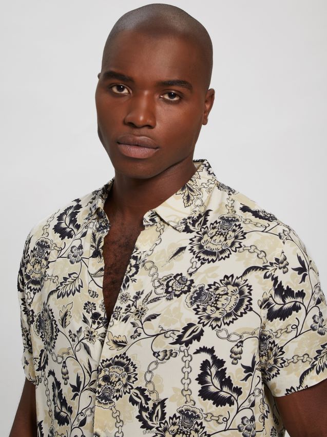 Guess øko rayon låst hageskjorte låst hage låst hage menn F0LJ8010587