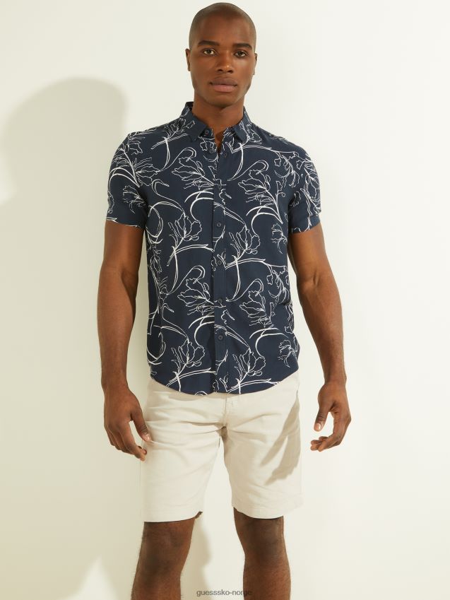 Guess øko rayon pacific blomsterskjorte smart blå multi smart blå multi menn F0LJ8010785