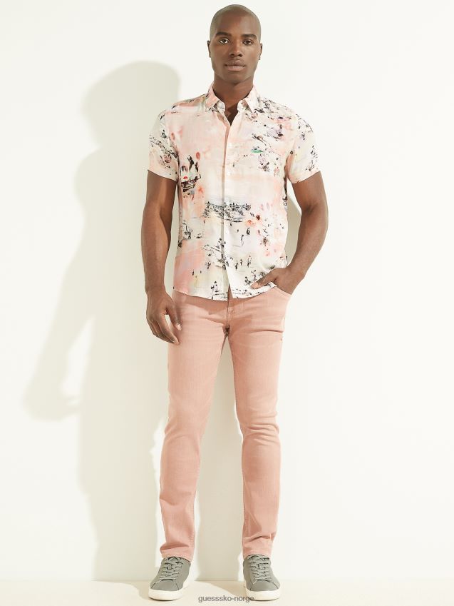 Guess øko rayon seaside skjorte seaside print kysten trykk menn F0LJ8010805