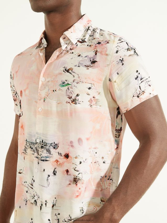 Guess øko rayon seaside skjorte seaside print kysten trykk menn F0LJ8010805