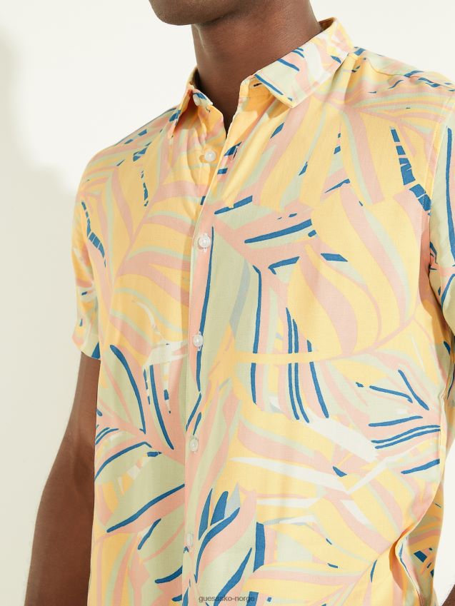Guess øko rayon twin palms skjorte twin palms print pastell twin palms print pastell menn F0LJ8010811