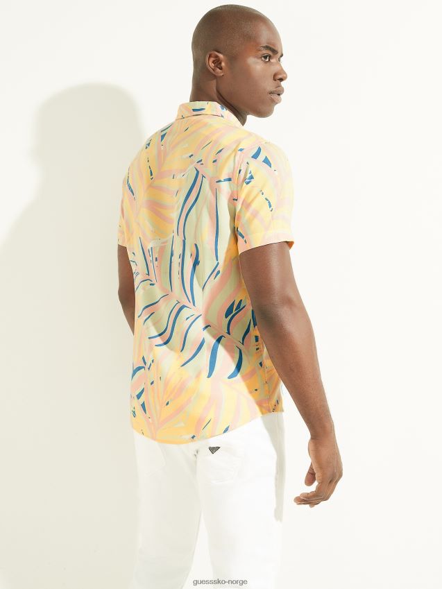 Guess øko rayon twin palms skjorte twin palms print pastell twin palms print pastell menn F0LJ8010811