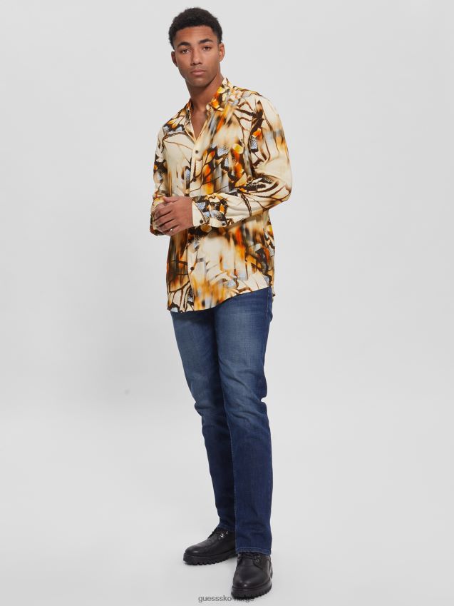 Guess øko sommerfugler skjorte uskarpe sommerfugler uskarpe sommerfugler menn F0LJ8010467
