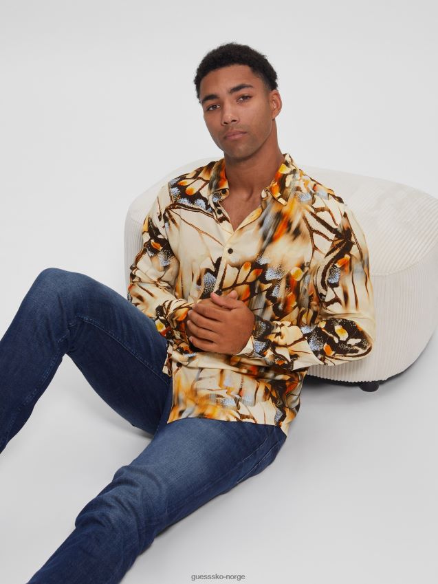 Guess øko sommerfugler skjorte uskarpe sommerfugler uskarpe sommerfugler menn F0LJ8010467