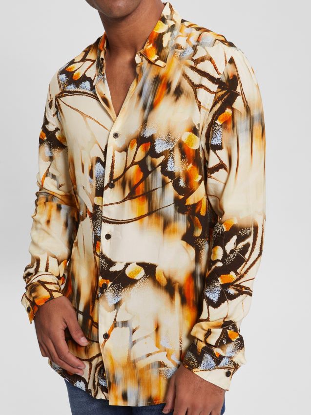 Guess øko sommerfugler skjorte uskarpe sommerfugler uskarpe sommerfugler menn F0LJ8010467