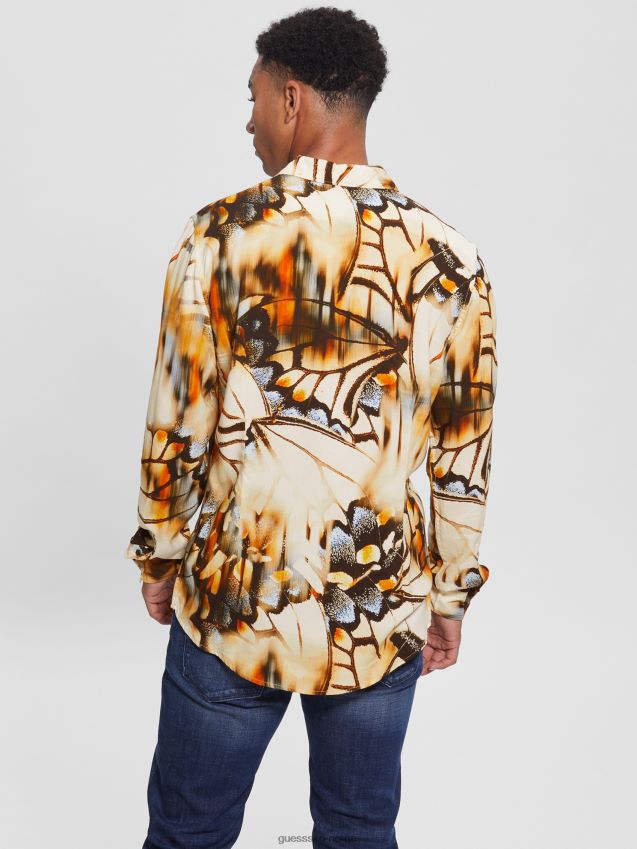 Guess øko sommerfugler skjorte uskarpe sommerfugler uskarpe sommerfugler menn F0LJ8010467