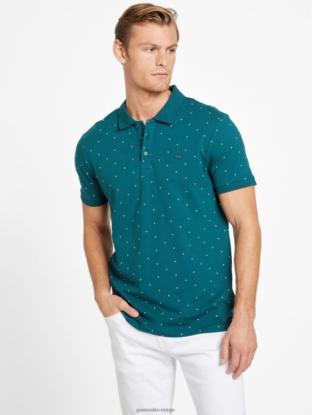 Guess kongelig blågrønn øko dev geometrisk poloskjorte kongelig blågrønn menn F0LJ808124