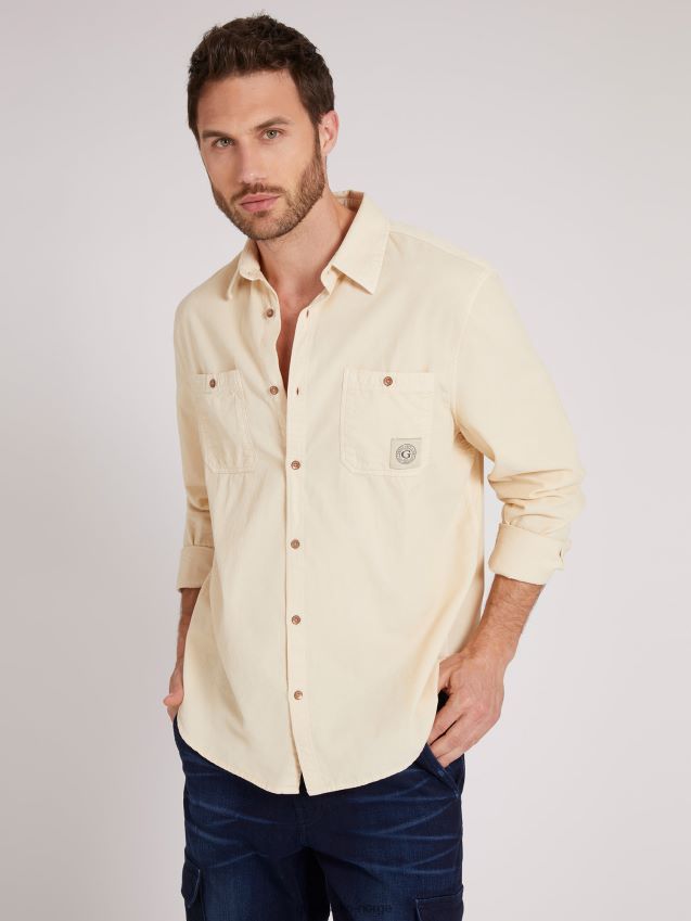 Guess krem slank skjorte krem menn F0LJ80544
