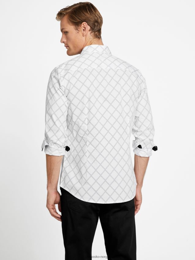 Guess lansell geometrisk skjorte ren hvit Ren hvit menn F0LJ808122