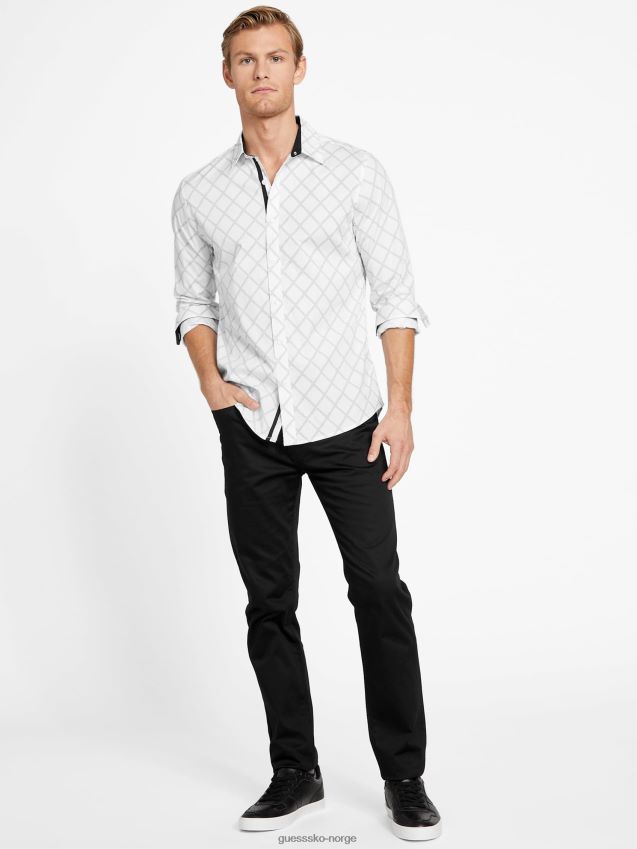 Guess lansell geometrisk skjorte ren hvit Ren hvit menn F0LJ808122