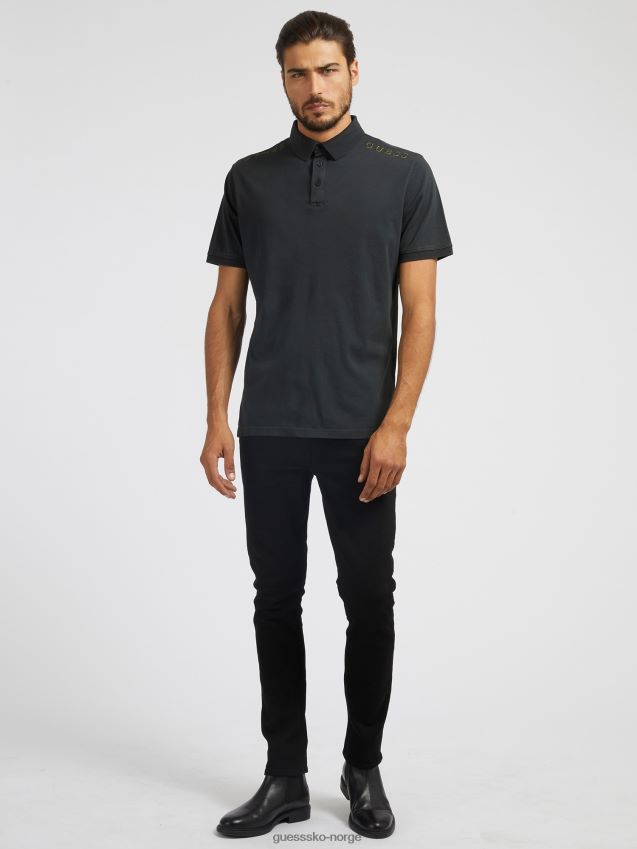 Guess logo patch poloskjorte svart svart menn F0LJ80922