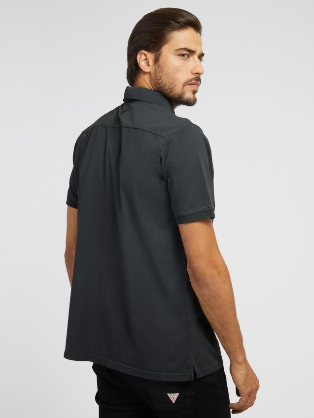 Guess logo patch poloskjorte svart svart menn F0LJ80922