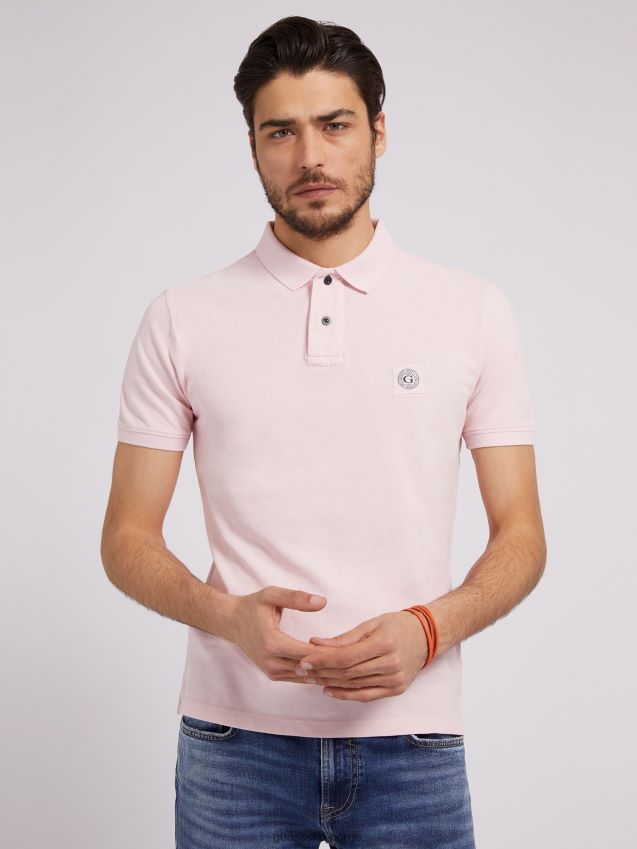 Guess logo poloskjorte rosa rosa menn F0LJ80380