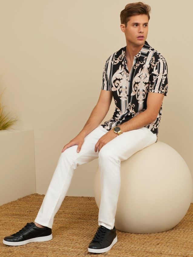 Guess luis barokkskjorte kulsort kulsvart menn F0LJ808227