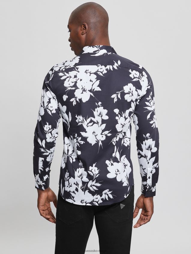 Guess luksus blomsterskjorte blomster ikat floral ikat menn F0LJ8010506