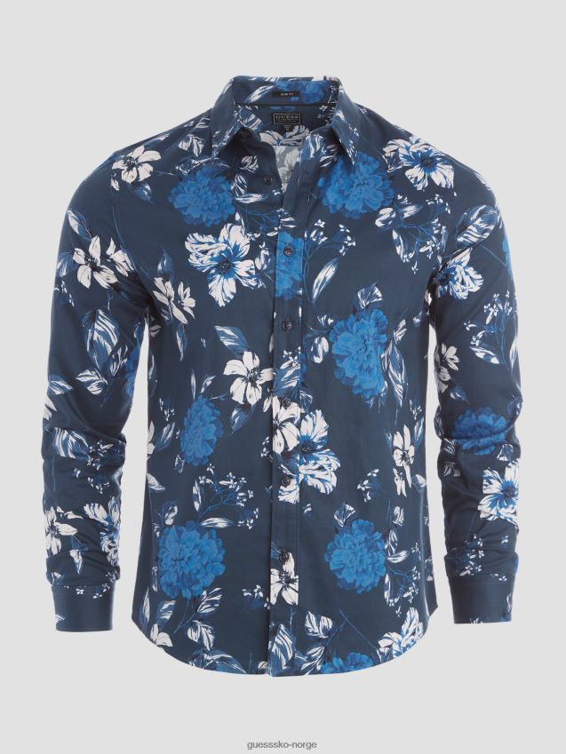 Guess luksus camelia cascade skjorte camelia cascade blå camelia kaskade blå menn F0LJ8010545