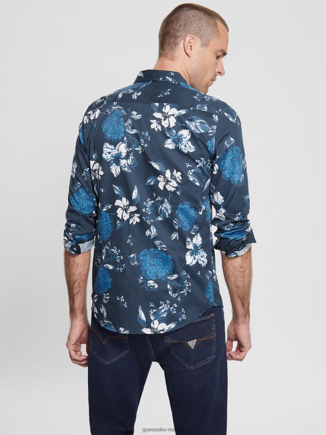 Guess luksus camelia cascade skjorte camelia cascade blå camelia kaskade blå menn F0LJ8010545