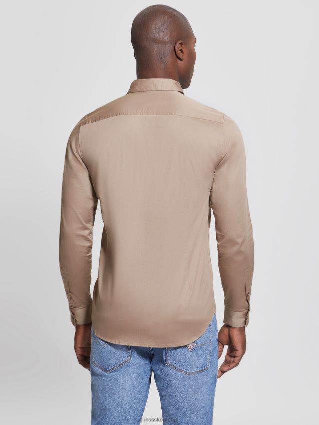 Guess luksus stretch skjorte champagne champagne menn F0LJ8010510