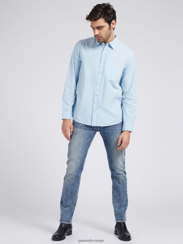 Guess lyseblå skjorte med normal passform lyse blå menn F0LJ80701