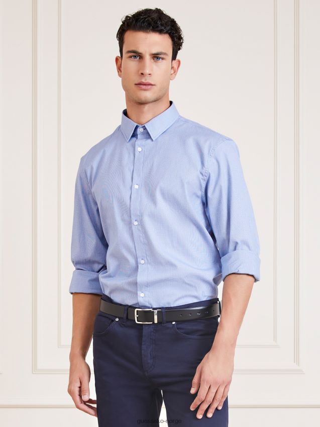 Guess marciano pied de poule skjorte blå multi blå multi menn F0LJ80553