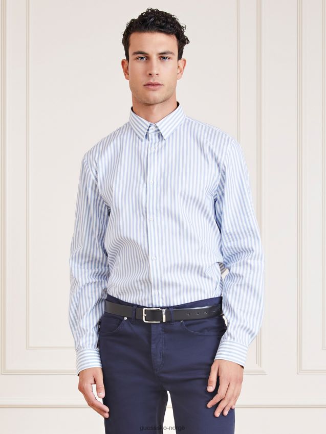 Guess marciano stripet skjorte lyseblå lyse blå menn F0LJ80314