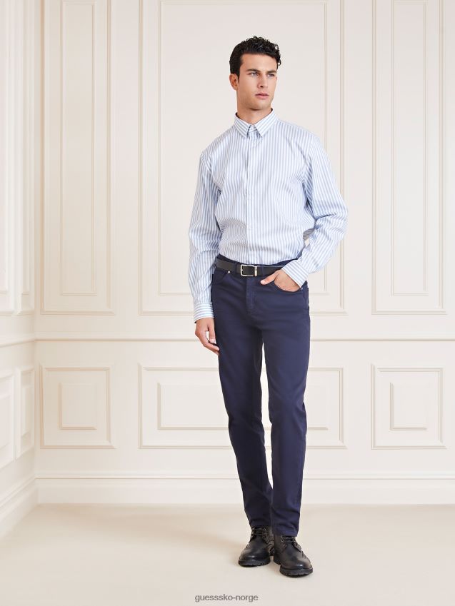 Guess marciano stripet skjorte lyseblå lyse blå menn F0LJ80314